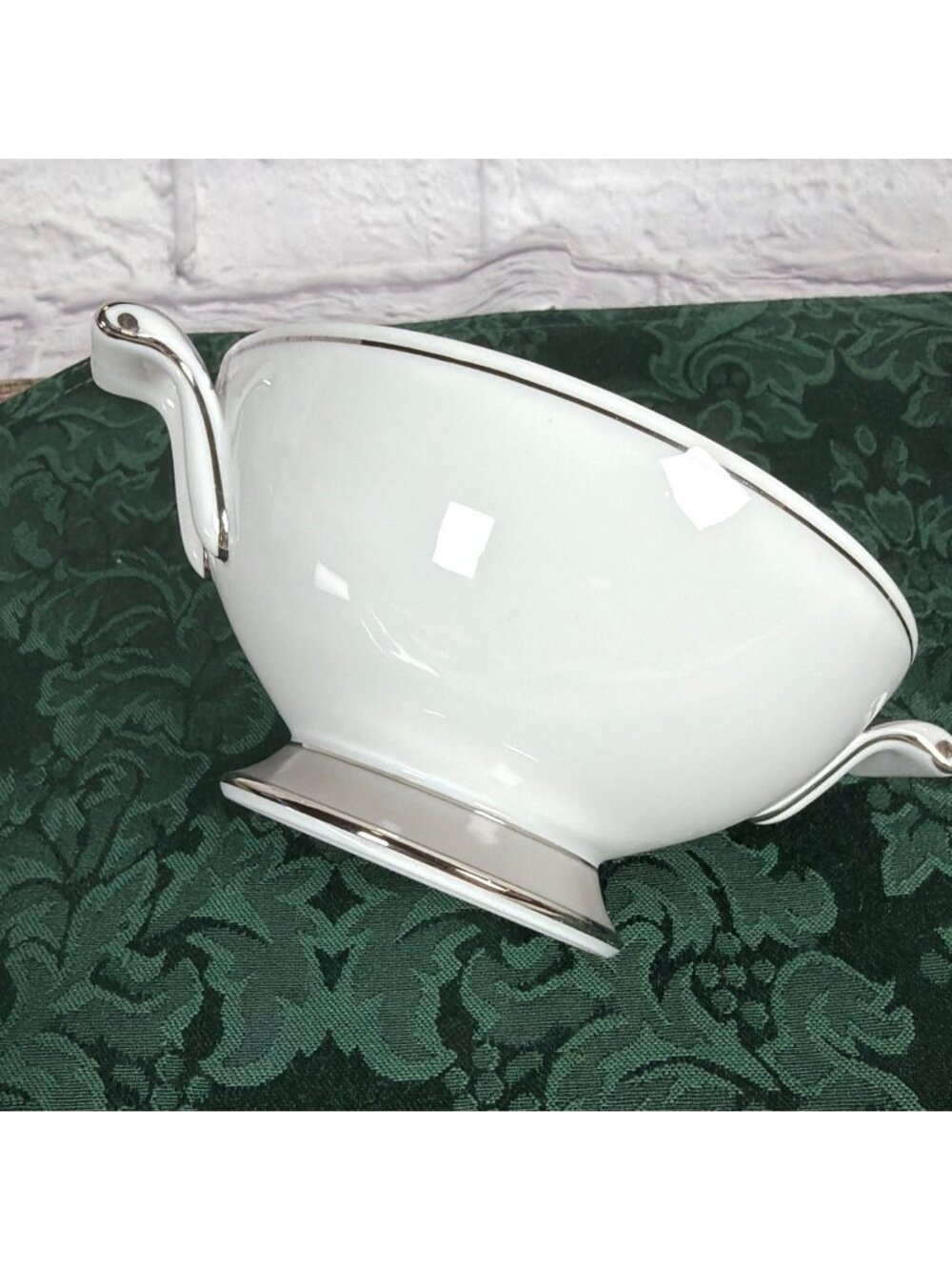 Vintage Sango Platina Sugar Bowl Lid Creamer Set  Japan MCM White Gray Platinum - Picture 11 of 16